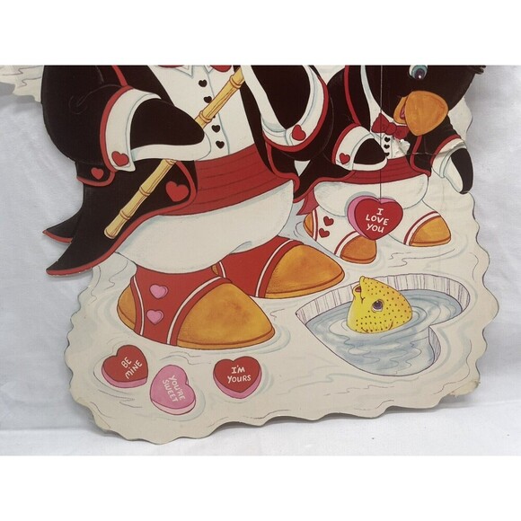 Vintage Valentine’s Day Die Cut Penguin Wall Decoration Hard To Find - Picture 8 of 12